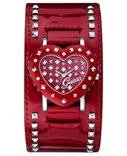 GUESS Watch, Womens Red Patent Leather Cuff Strap 40x35mm U0116L2