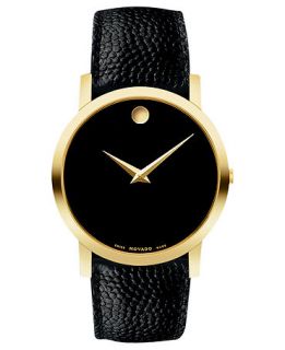 Movado Watch, Mens Swiss Black Leather Strap 39mm 0606086   All