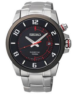 Seiko Watch, Mens Kinetic Stainless Steel Bracelet 42mm SKA553   All
