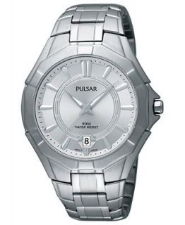 Pulsar Watch, Mens Silver tone Titanium Bracelet 40mm PS9097
