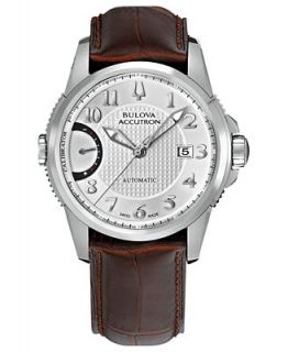 Bulova Accutron Watch, Mens Swiss Automatic Calibrator Brown Leather