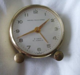 Marshall Field Company Small Bedside Clock 15 Jewels Swiss