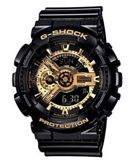 Shock Watch, Mens Analog Digital Black Resin Strap GA110GB 1A