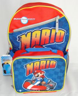 SUPER MARIO MARIOKART WII Canvas Backpack + Detachable Lunch Case