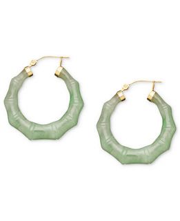 14k Gold Earrings, Jade Bamboo Hoop Earrings   FINE JEWELRY   Jewelry