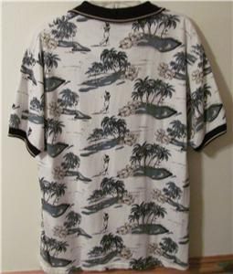 Michael Austin Hawaiian Golf Shirt Palm Trees Flowers Golfer Size