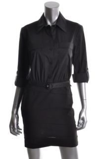 Marshall Black Adjustable Sleeves Belted Wear to Work Dress L