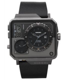 Diesel Watch, Analog Digital Brown Leather Strap 49x54mm DZ7209   All