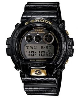 Shock Watch, Mens Digital Black Croc Resin Strap 50x53mm DW6900CR 1