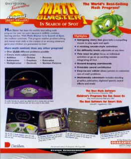 Math Blaster in Search of Spot w Manual PC CD Game