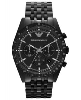 Emporio Armani Watch, Mens Chronograph Black Ion Plated Stainless
