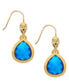 Juicy Couture Earrings, 14k Gold Plated Faceted Glass Teardrop