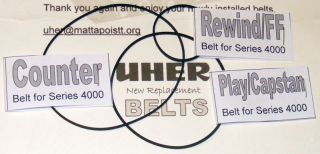 Uher 4000 4200 4400 Replacement Drive Belts New Free Shipping Tutorial