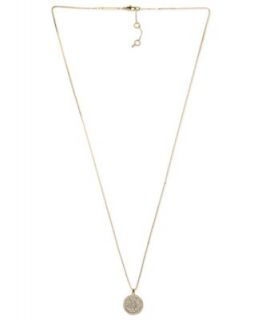 Michael Kors Necklace, Rose Gold Tone Concave Glass Pave Pendant