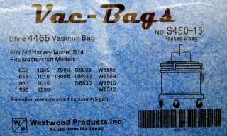 Westwood 5 Pack 4465 Soot Vacuum Vac Bags 5 Gallon 5450 15