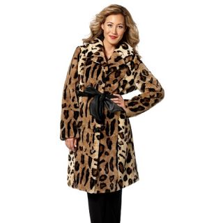 Curations Stefani Greenfield Ocelot Print Faux Fur Coat $298 CLT S