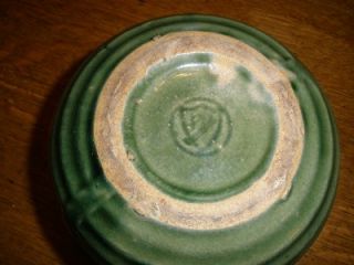 Early McCoy Pottery Stoneware Green Buttermilk Pitcher Shield Mark