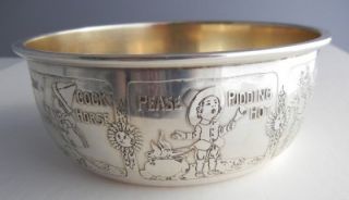 Antique 1920s McChesney Sterling Silver Nursery Rhyme Childs Bowl W3