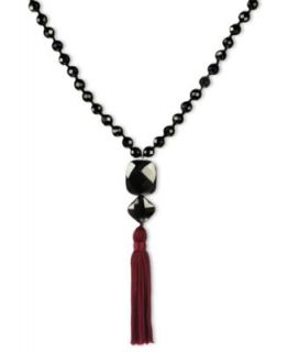 Sterling Silver Necklace, Black Onyx Bead and Tassel Necklace (198 ct
