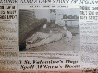 Chicago newspaper AL CAPONE GANG Killer JACK McGURN SHOT DEAD Gangster