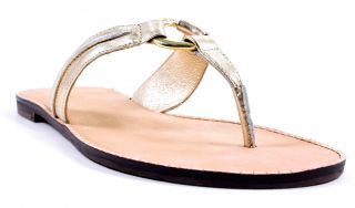 Lilly Pulitzer McKim Leather Sandals Flats Gold Shoes 8 New