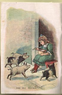 PEEPS AT PIGGY McLoughlin Bros c 1900 linen childrens book