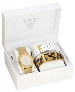 GUESS Watch, Womens Animal Print Stainless Steel Bracelet 40mm
