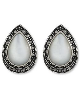 Genevieve & Grace Sterilng Silver Earrings, Marcasite and Mother of