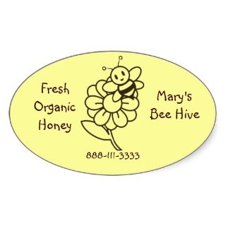 Honey Bee Oval Label Stickers