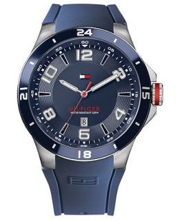 Tommy Hilfiger Watch, Mens Navy Silicone Strap 44mm 1790862   All