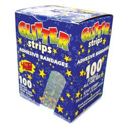 Band Aid Sheer Strip 3 4x3 Glitter Strips Box 100