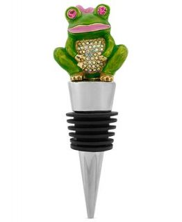 Betsey Johnson Wine Stopper, Silver Tone Glass Crystal Frog Wine