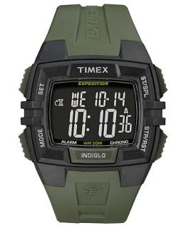 Timex Watch, Mens Digital Expedition Dark Green Resin Strap 45mm