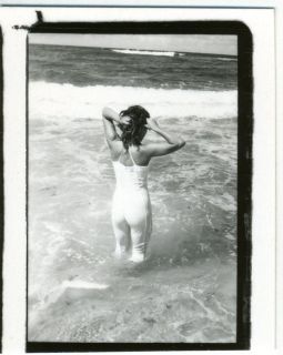 1960s McQueeney Photo Luscious Pin Up Girl in Wet Dress in The Surf