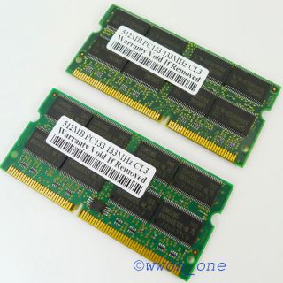 1GB 2x512MB PC133 133MHz 144 Pin Low Density SDRAM So DIMM Laptop