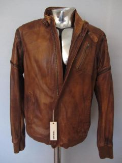 Mens Diesel Limiss Brown Leather Jacket RRP £602 Coat Veste En Cuir