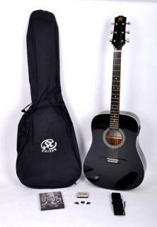 SX Mentor VT BK Left Handed Acoustic Electric Guitar Pac w Free Carry