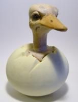 Vintage Ceramic Ostrich Piggy Money Still Bank Hatchling Hatching Egg