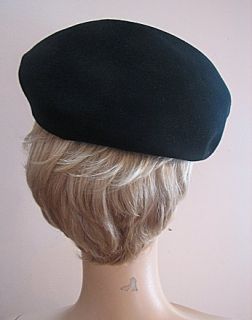 Vintage Black Felt Beret Style Hat Merrimac 938