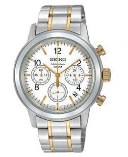 Seiko Watch, Mens Chronograph Two Tone Stainless Steel Bracelet 40mm