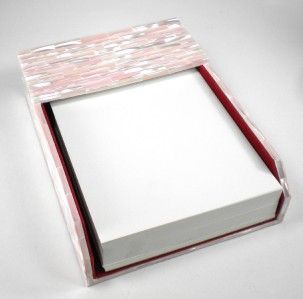 Pink Mother of Pearl Memo Box 4x6 Pads with Refills