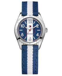Tommy Hilfiger Watch, Womens Navy and White Grosgrain Strap 30mm