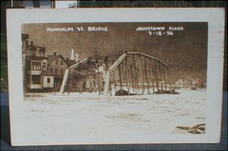 RPPC View Franklin St Bridge Johnstown PA Flood 1936