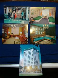 set of five (5) large postcards of the Columbus Hotel   Miami, Florida