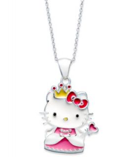 Hello Kitty Necklace, Sterling Silver Crystal Princess Kitty Pendant