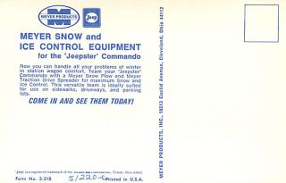 Jeep Commando Meyer Snow Plow Ice Control Equipment Dexter No 51220 C