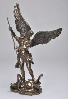 St Saint Michael The Archangel Piercing Lucifer Satan Statue Figurine