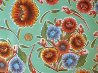 Floral Retro Vinyl Oilcloth Fabric BTY Yardage Mexican Flower