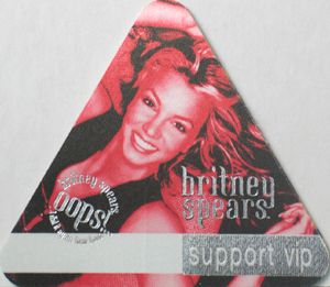 Unused VIP backstage pass for the BRITNEY SPEARS 2000 OOPS I DID IT