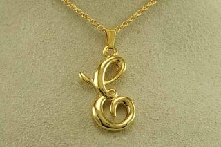 Midas Touch Initial E Pendant Chain of 14k Gold Hge